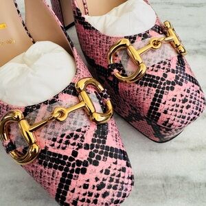 GUCCI Authentic Horsebit Platform Phyton Print Leather Pumps ITA 40 US 10